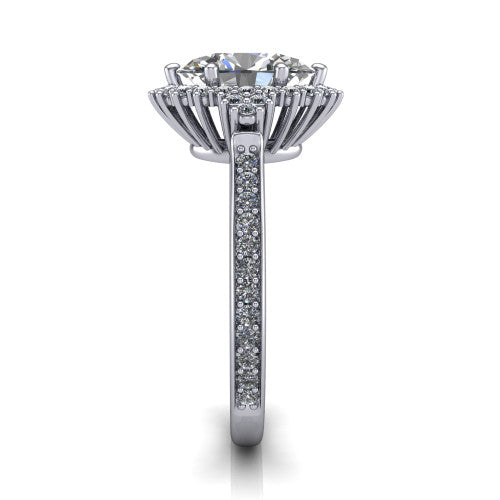Zariah Oval Shape Halo Engagement Ring in 18K White Gold