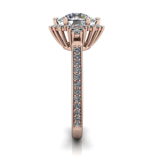 Zariah Round Shape Halo Engagement Ring in 18K Rose Gold