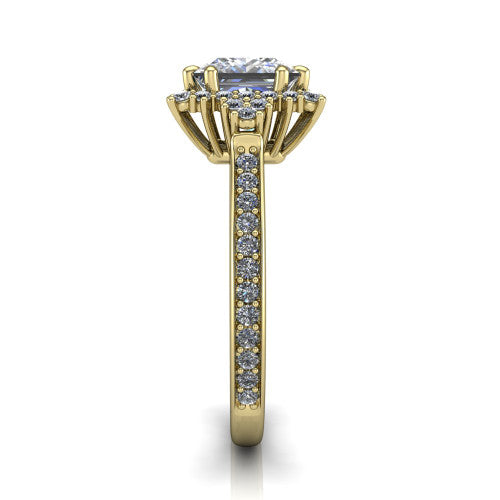 Zariah Princess Shape Halo Engagement Ring in 14K Yellow Gold