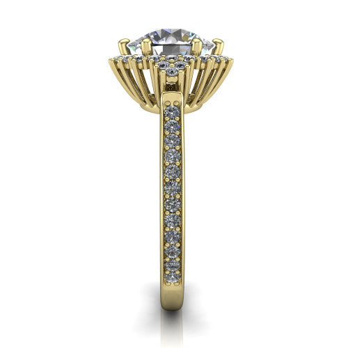 Zariah Round Shape Halo Engagement Ring in 18K Yellow Gold