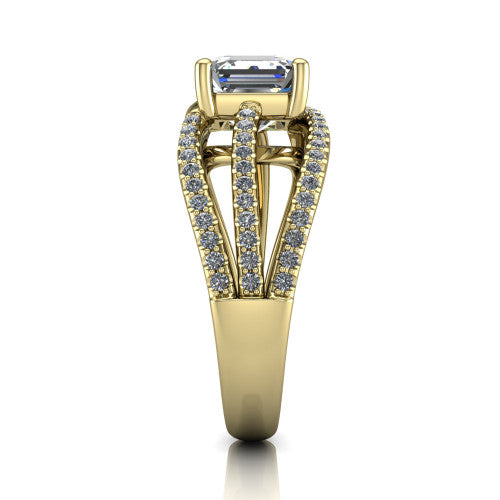 Teagan Square Emerald Shape Classic Engagement Ring in 14K Yellow Gold