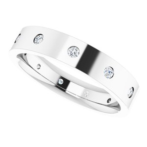 Hammered - Aiden - 14K White Gold 1/5 CTW Natural Diamond Band