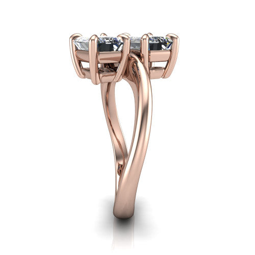 Thalia Emerald Shape Classic Engagement Ring in 18K Rose Gold