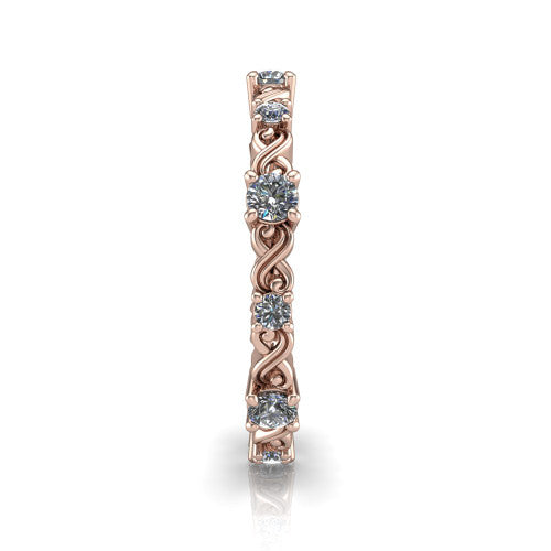 Dalia - Women's 14k Gold Wedding Ring with Twisted Motifs 14K Rose Gold - Natural Diamond