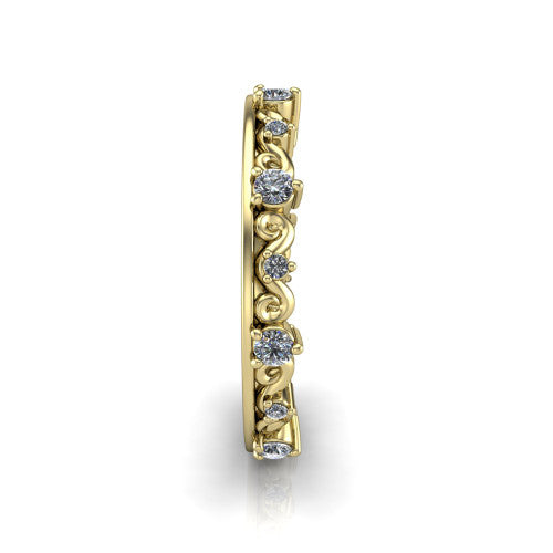 Tiffany - 14K Gold Vintage-Inspired Diamond Wedding Ring 14K Yellow Gold - Natural Diamond