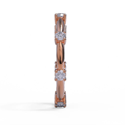 Madeline - Women's 14k Gold Wedding Band with Prong-Set Diamonds 14K Rose Gold - Natural Diamond