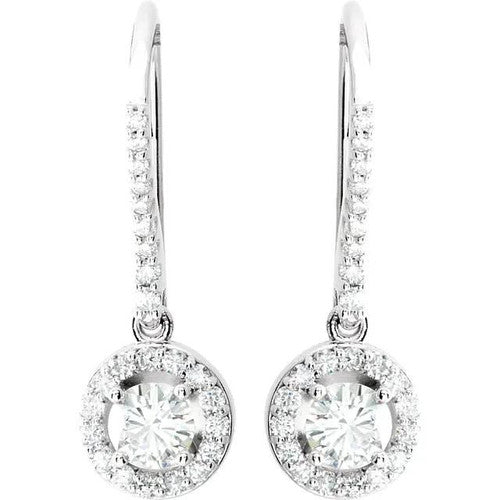 14K White 1 CTW Natural Diamond Halo-Style Earrings 14K White Gold