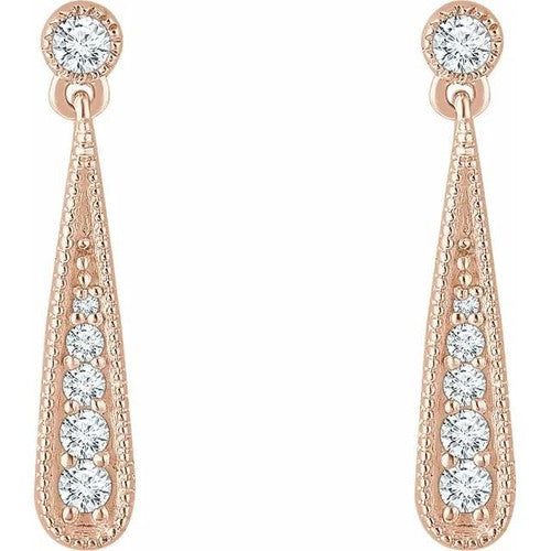 14K Gold 1/6 CTW Natural Diamond Teardrop Earrings 14K Rose Gold