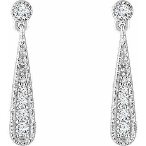 14K Gold 1/6 CTW Natural Diamond Teardrop Earrings 14K White Gold