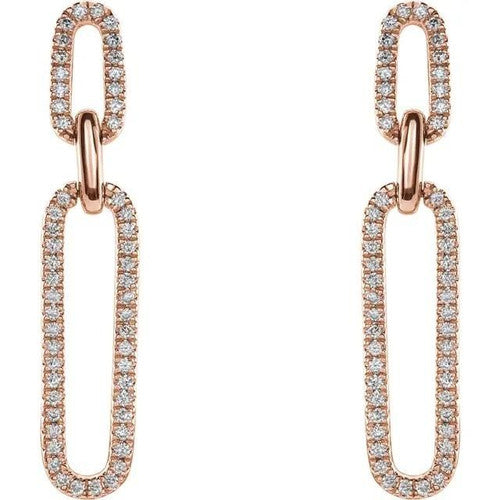 14K Gold 1/3 CTW Natural Diamond Link Earrings 14K Rose Gold