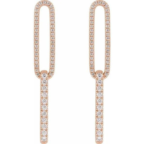 14K Gold 1/2 CTW Lab-Grown Diamond Elongated Link Earrings 14K Rose Gold