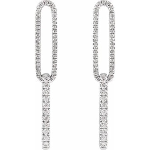 14K Gold 1/2 CTW Lab-Grown Diamond Elongated Link Earrings 14K White Gold