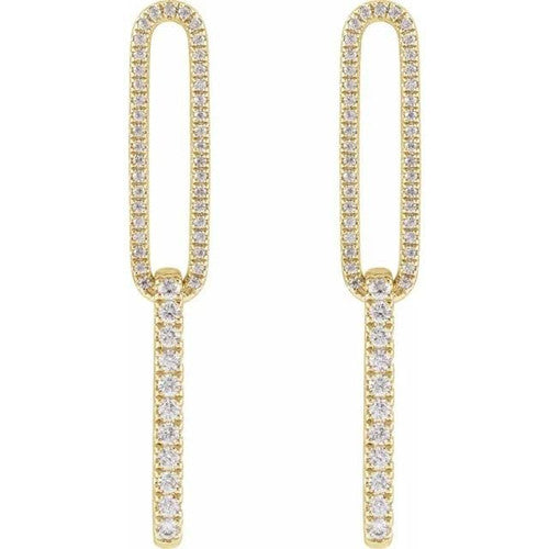 14K Gold 1/2 CTW Lab-Grown Diamond Elongated Link Earrings 14K Yellow Gold