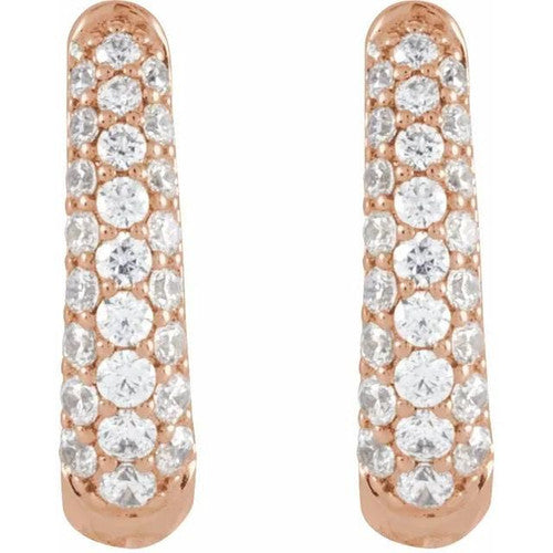 14K Gold 1/2 CTW Natural Diamond Hoop Earrings 14K Rose Gold