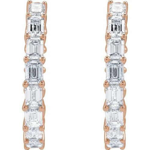 14K Gold 3 CTW Diamond Inside-Outside 21.2 mm Hoop Earrings 14K Rose Gold