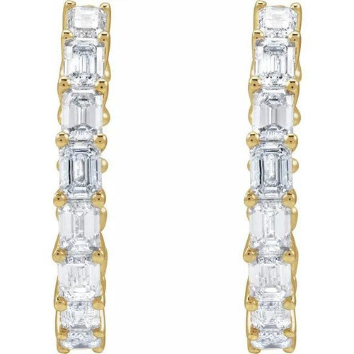14K Gold 3 CTW Diamond Inside-Outside 21.2 mm Hoop Earrings 14K Yellow Gold