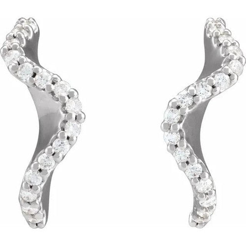 14K Gold 1/5 CTW Natural Diamond 15.5 mm Hoop Earrings 14K White Gold
