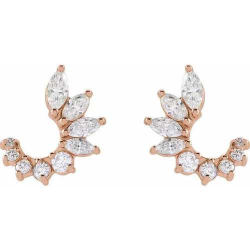 14K Gold 1/2 CTW Natural Diamond Front-Back Earrings 14K Rose Gold