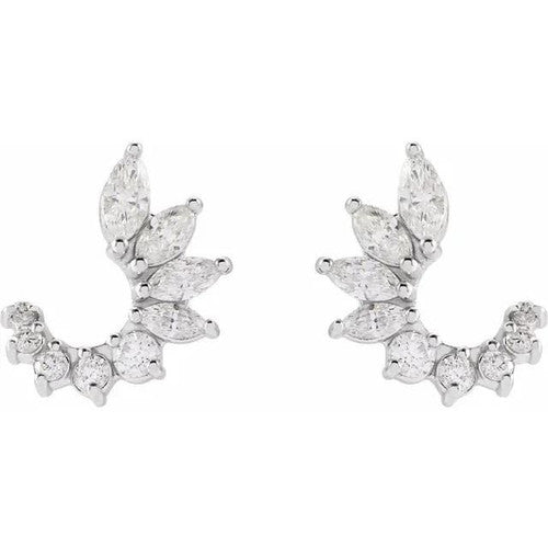 14K Gold 1/2 CTW Natural Diamond Front-Back Earrings 14K White Gold