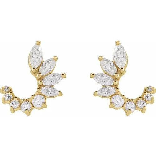 14K Gold 1/2 CTW Natural Diamond Front-Back Earrings 14K Yellow Gold
