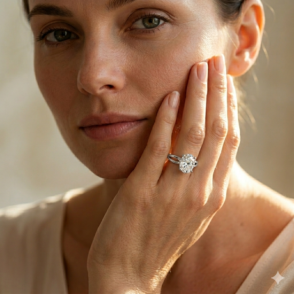 Beatrice Oval Shape Classic Engagement Ring in Platinum