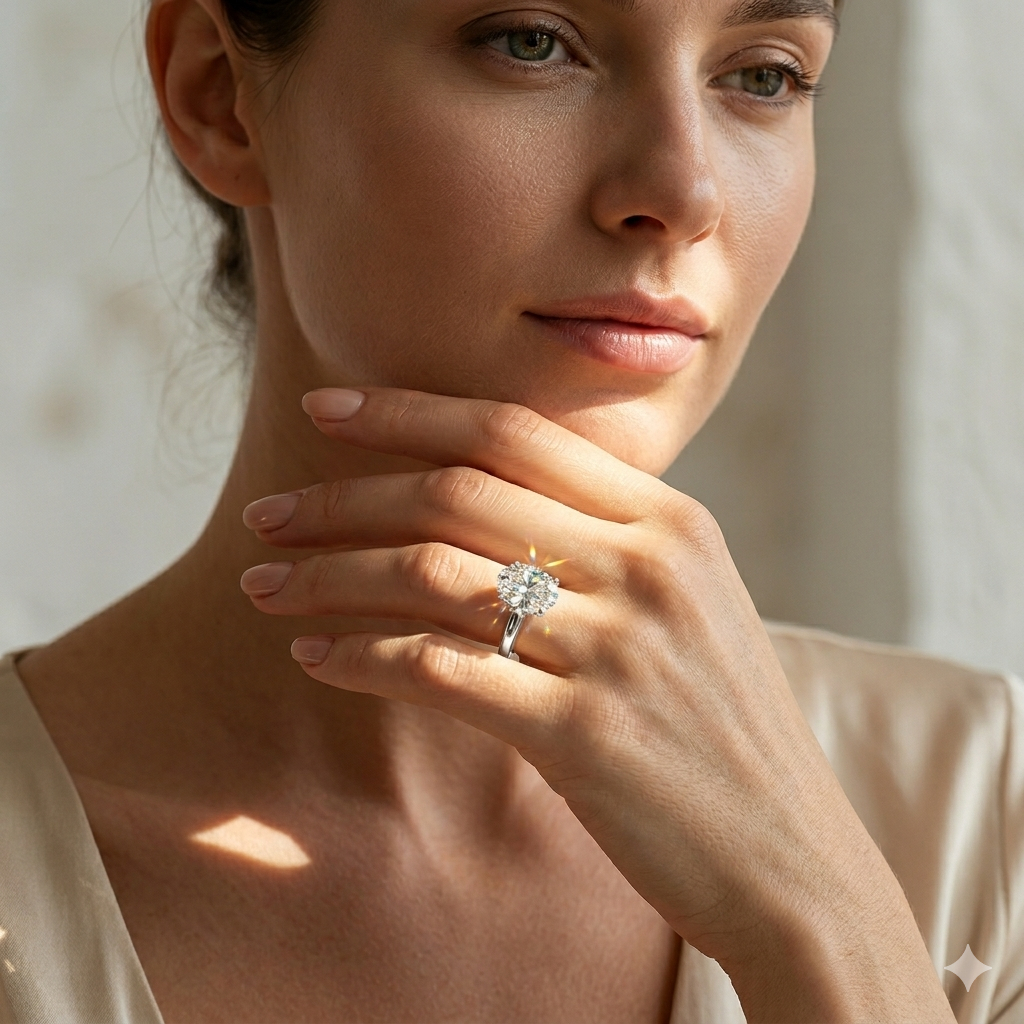 Saylor Oval Shape Classic Engagement Ring in Platinum