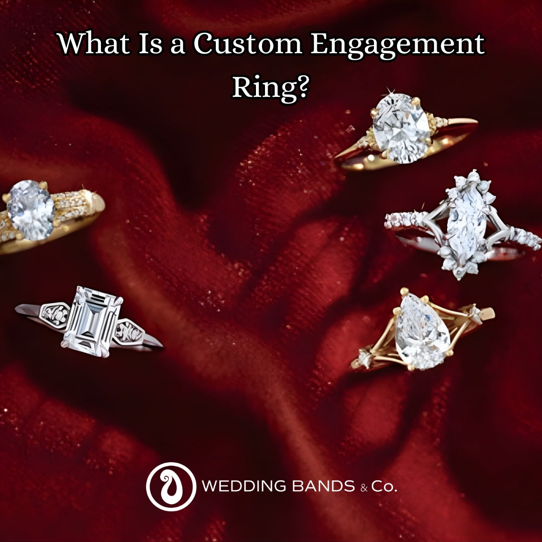Custom engagement ring design consultation with jeweler showing diamond selection and design sketches