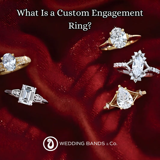 Custom engagement ring design consultation with jeweler showing diamond selection and design sketches