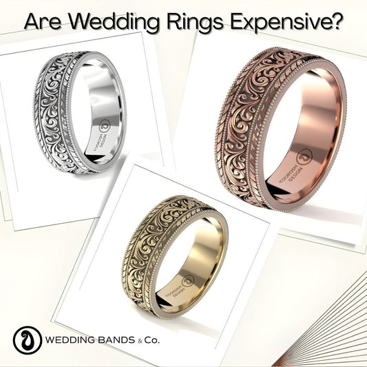 Wedding ring collection displaying various price points from affordable to luxury options