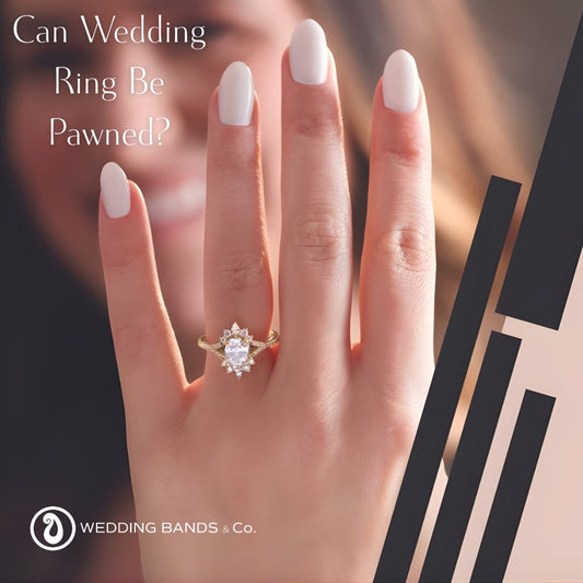Gold and platinum wedding rings showing valuable metals accepted at pawn shops for loans