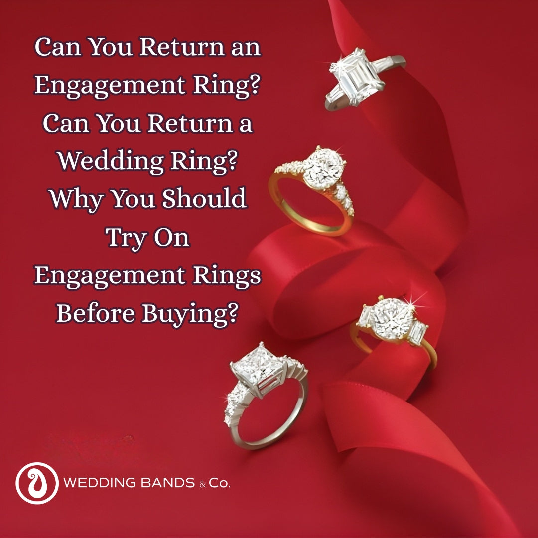 Stack of gold wedding bands with diamond accents showing various styles available for try-on at jewelry store