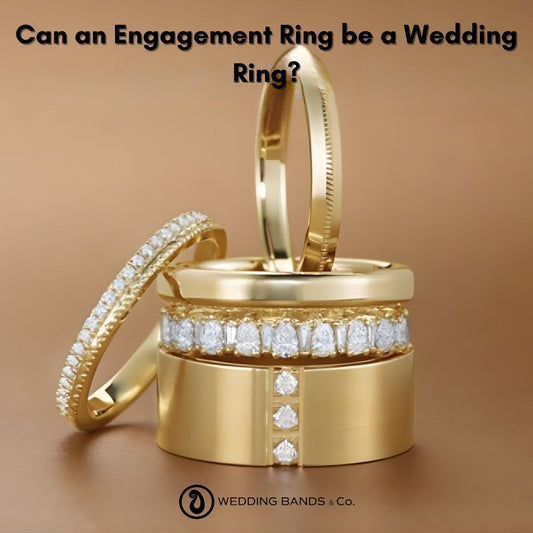 Single engagement ring serving as both engagement and wedding ring showing dual-purpose design