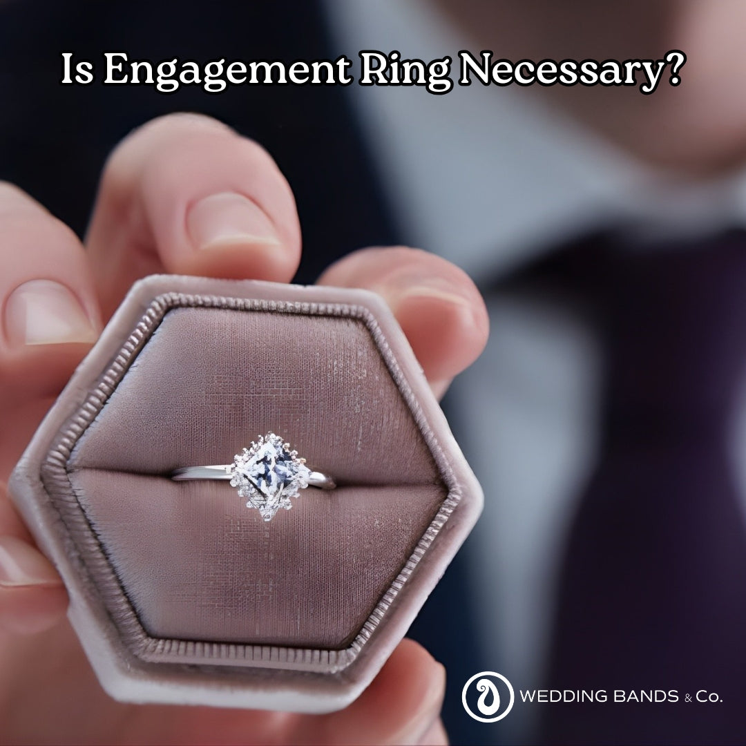 Stack of gold engagement rings and wedding bands showing traditional and alternative commitment symbols