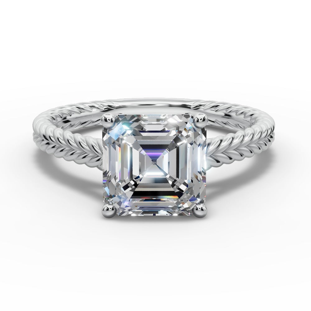 Jayden Square Emerald Shape Classic Engagement Ring in Platinum