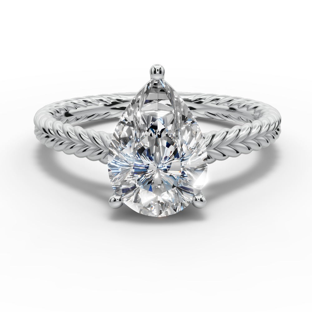 Jayden Pear Shape Classic Engagement Ring in Platinum