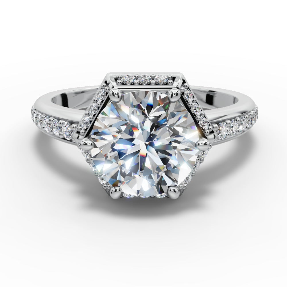 Tessa Round Shape Halo Engagement Ring in Platinum