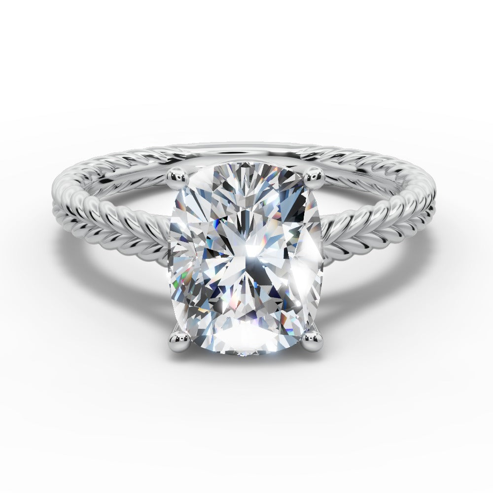 Jayden Cushion Shape Classic Engagement Ring in 18K White Gold