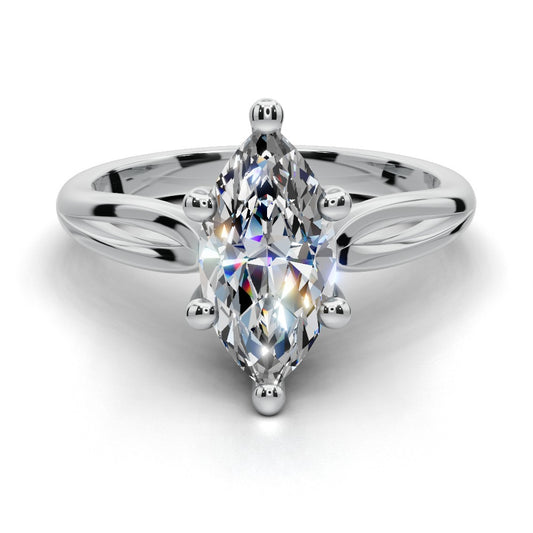 Beatrice Marquise Shape Classic Engagement Ring in 18K White Gold