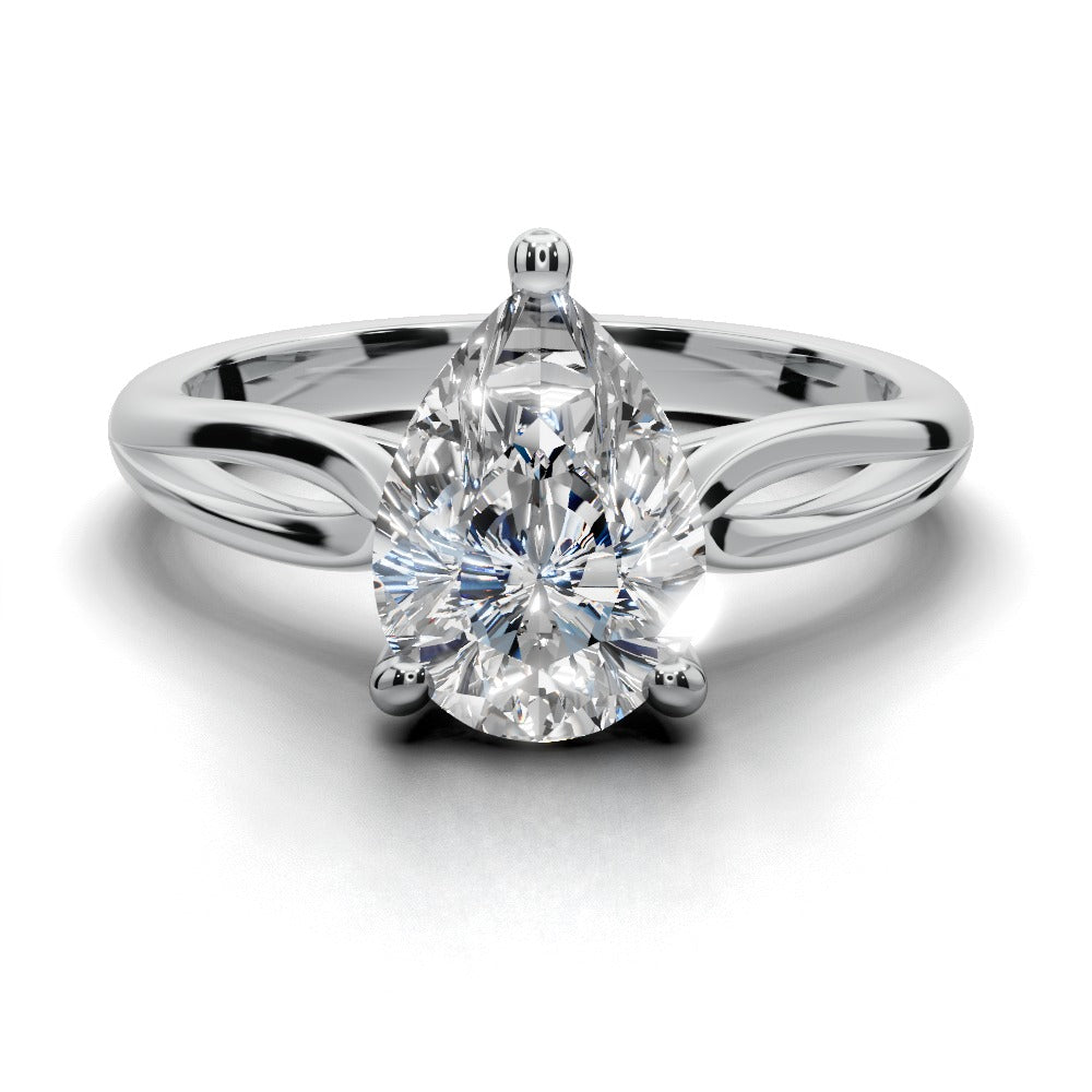 Beatrice Pear Shape Classic Engagement Ring in 18K White Gold