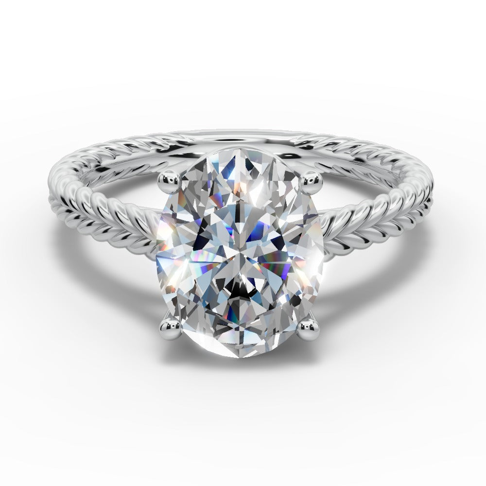 Jayden Oval Shape Classic Engagement Ring in Platinum