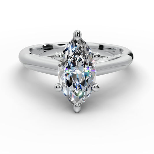 Saylor Marquise Shape Classic Engagement Ring in 18K White Gold