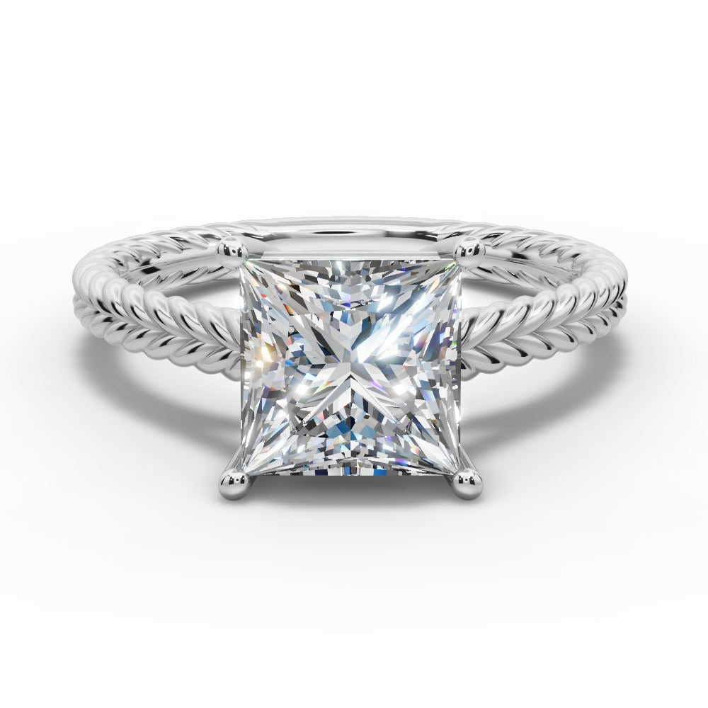 Jayden Princess Shape Classic Engagement Ring in Platinum