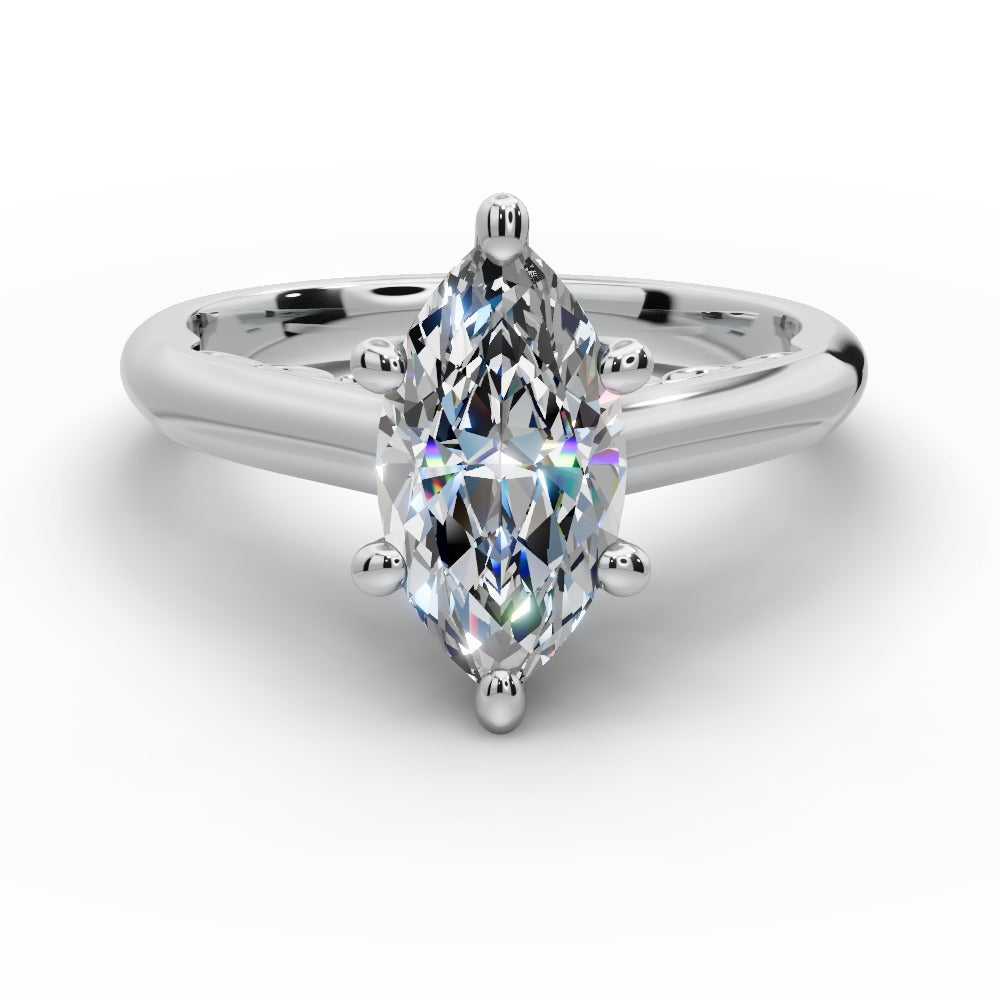 Saylor Marquise Shape Classic Engagement Ring in 14K White Gold