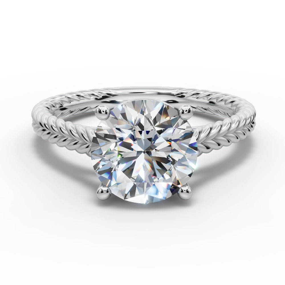 Jayden Round Shape Classic Engagement Ring in Platinum