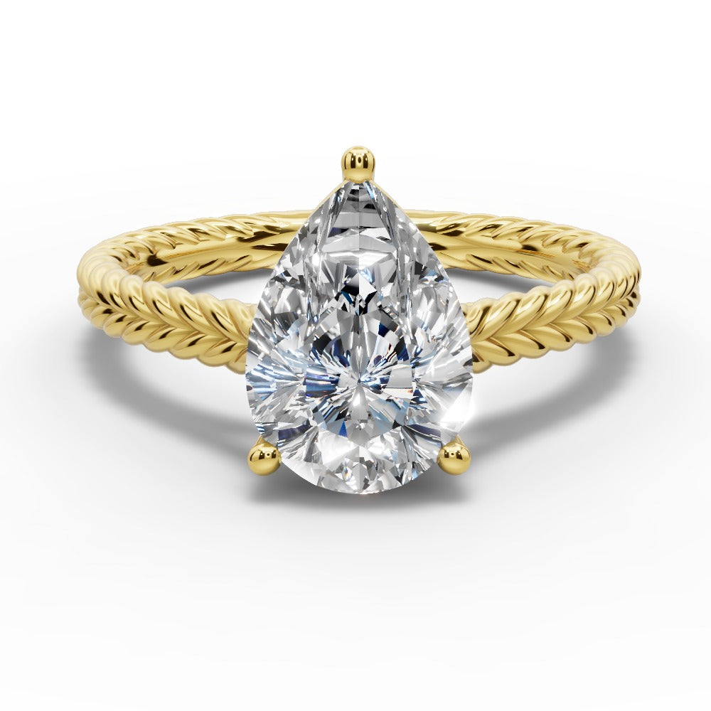 Jayden Pear Shape Classic Engagement Ring in 18K Yellow Gold