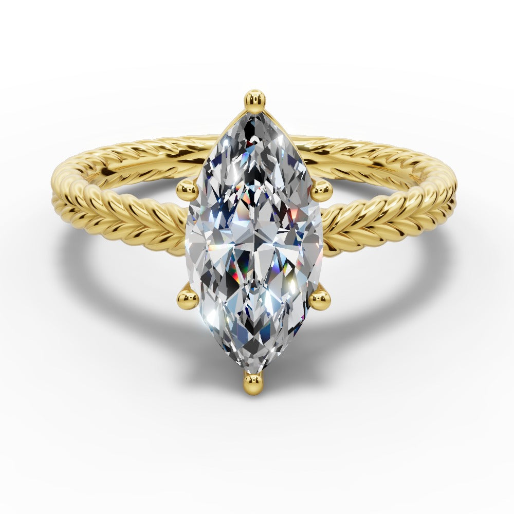 Jayden Marquise Shape Classic Engagement Ring in 14K Yellow Gold