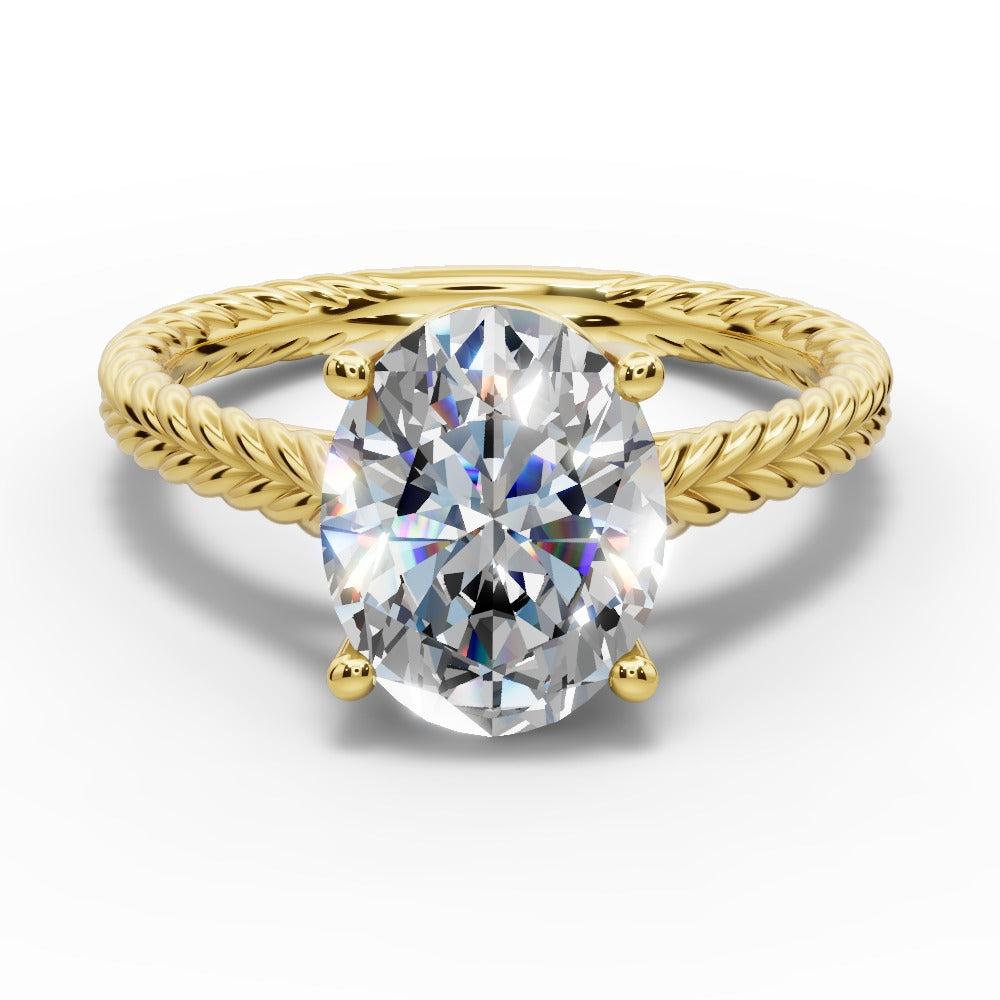 Jayden Oval Shape Classic Engagement Ring in 14K Yellow Gold