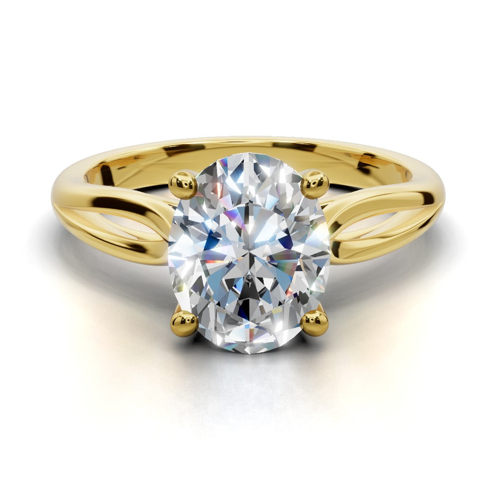 Beatrice Oval Shape Classic Engagement Ring in 14K Yellow Gold