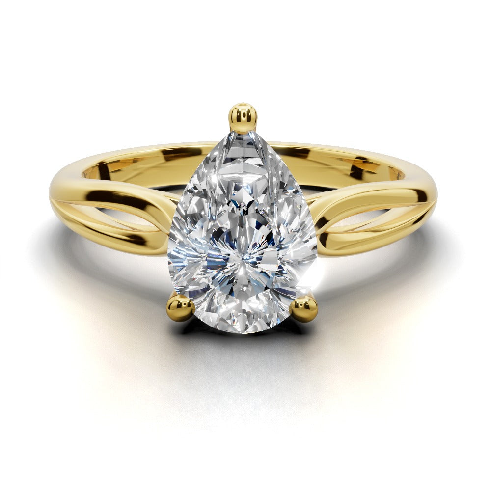 Beatrice Pear Shape Classic Engagement Ring in 14K Yellow Gold