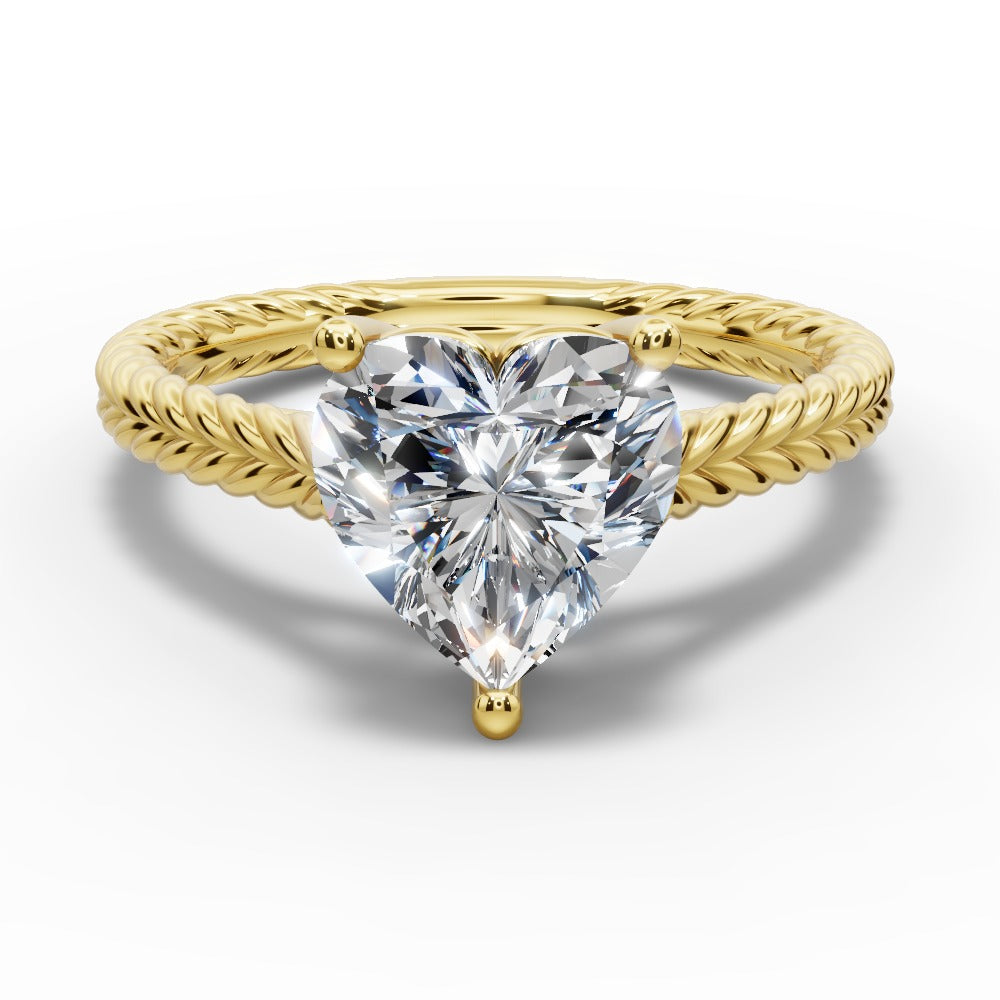 Jayden Heart Shape Classic Engagement Ring in 14K Yellow Gold